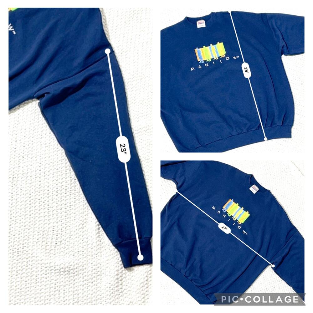 Vintage Barry Manilow Navy Crewneck Sweater XXL - Picture 5 of 7